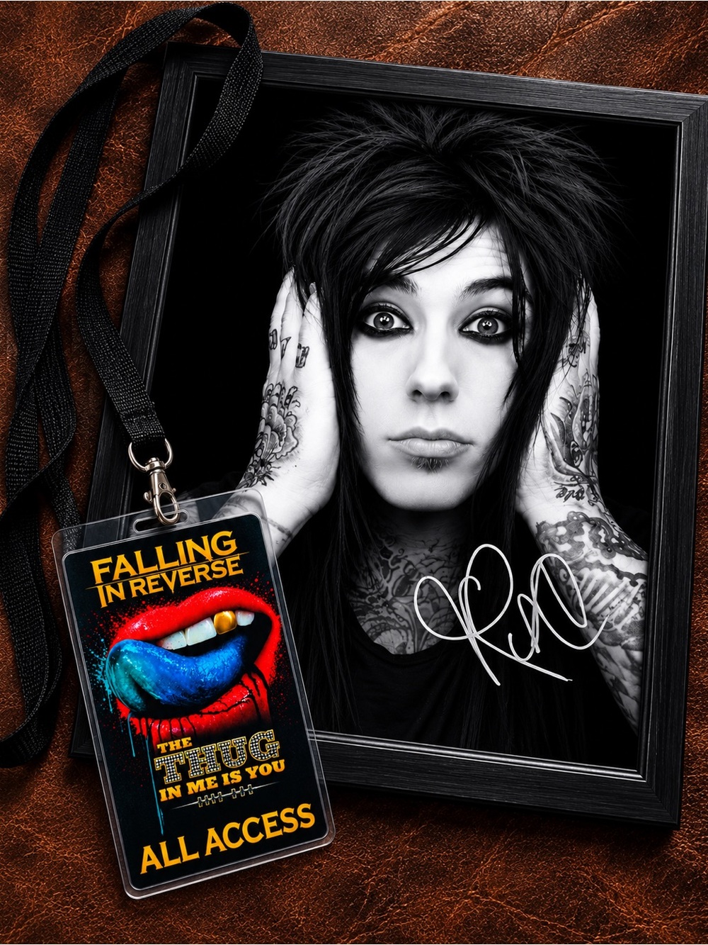 Ronnie Radke Falling In Reverse 8.5x11 Framed Autograph Reprint + Laminate